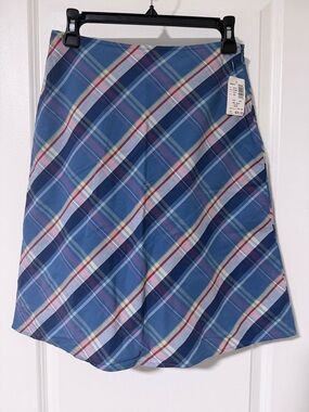 Bass Blue Plaid A-Line Skirt w/inner lining
